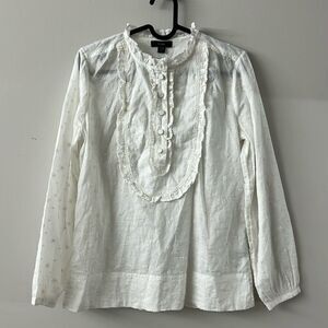 NWT J.Crew long sleeve flower embroidered cotton blouse long sleeve top XXS